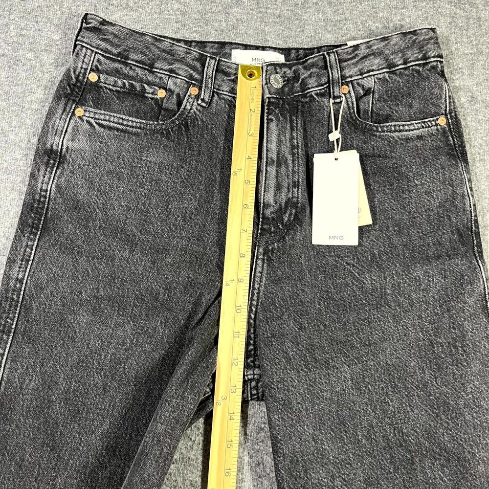 MNG Mango High Waist Tapered Fit Jeans Black Womens Size USA 6 EUR 38 (30x30) - Picture 4 of 15